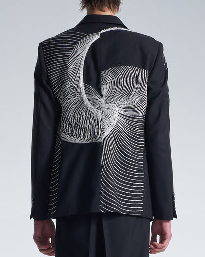 HARRISON WONG / Wool Blazer With Twisted Wavy Lines Embroidery