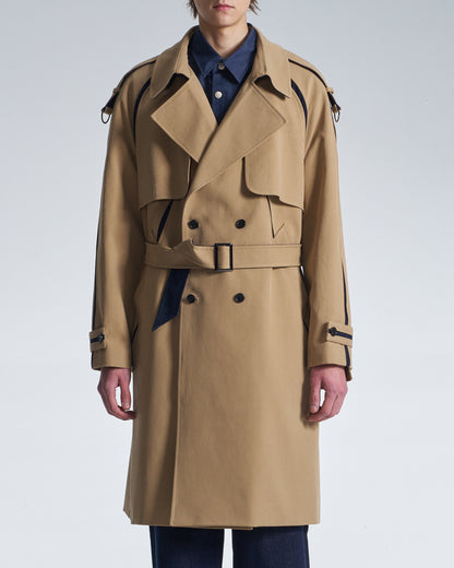 HARRISON WONG / Trench Coat With Denim Trim