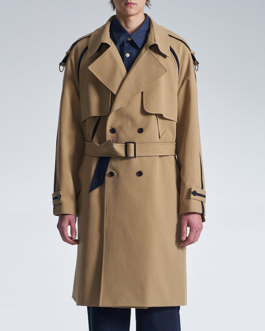 HARRISON WONG / Trench Coat With Denim Trim