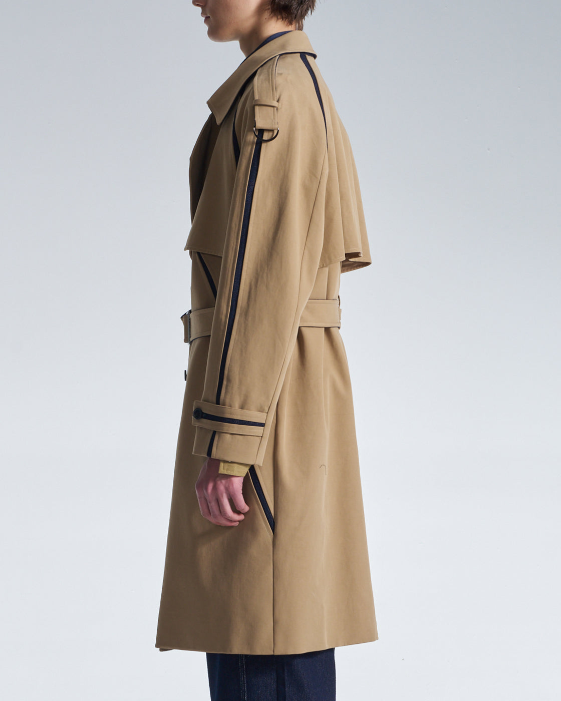HARRISON WONG / Trench Coat With Denim Trim