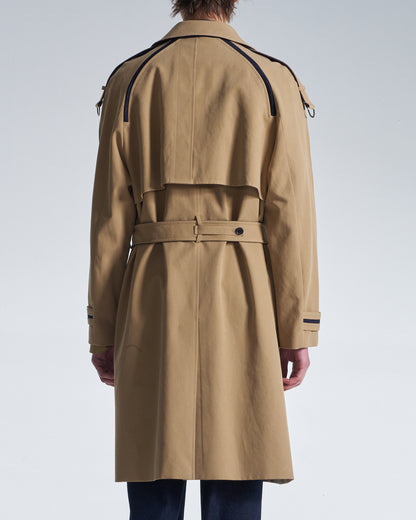 HARRISON WONG / Trench Coat With Denim Trim