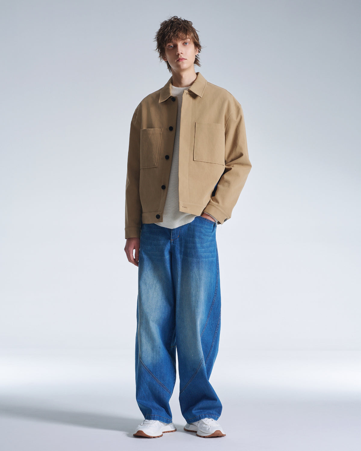 HARRISON WONG / Trench Jacket With Denim Trim