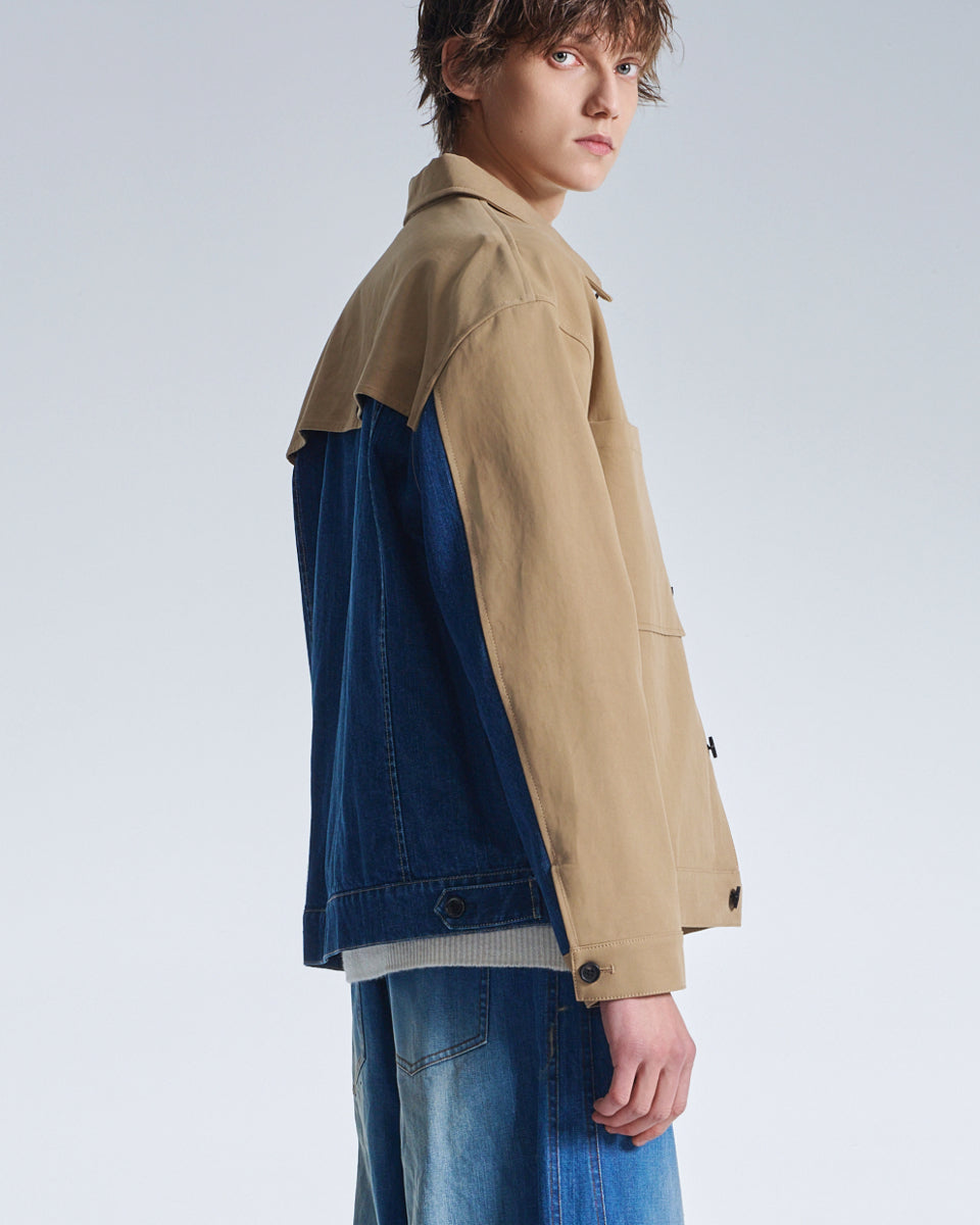 HARRISON WONG / Trench Jacket With Denim Trim