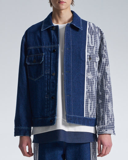 HARRISON WONG / Denim Jacket Contrast With Checks