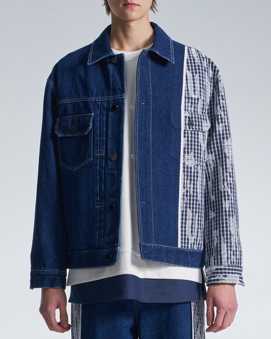 HARRISON WONG / Denim Jacket Contrast With Checks