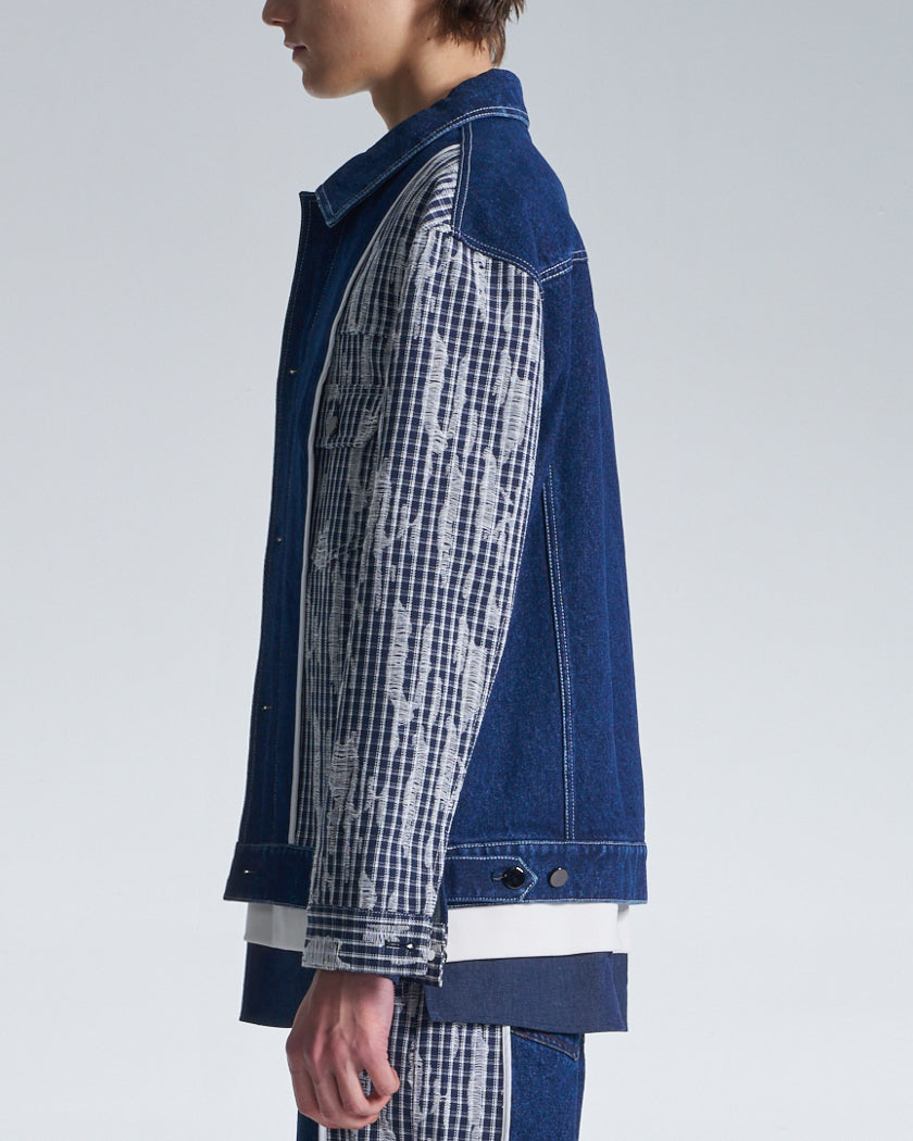 HARRISON WONG / Denim Jacket Contrast With Checks