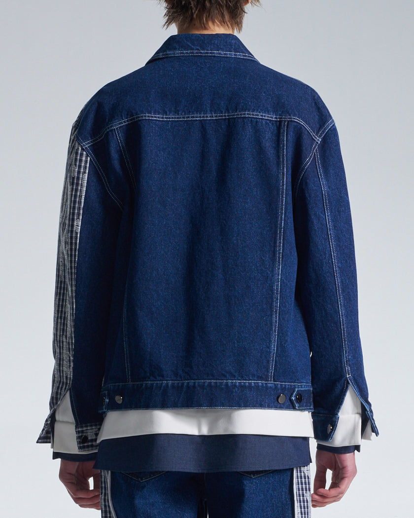 HARRISON WONG / Denim Jacket Contrast With Checks