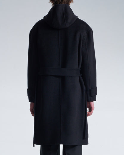 HARRISON WONG / Double Faced Wool 2in1 Trench Coat With Hood - Black