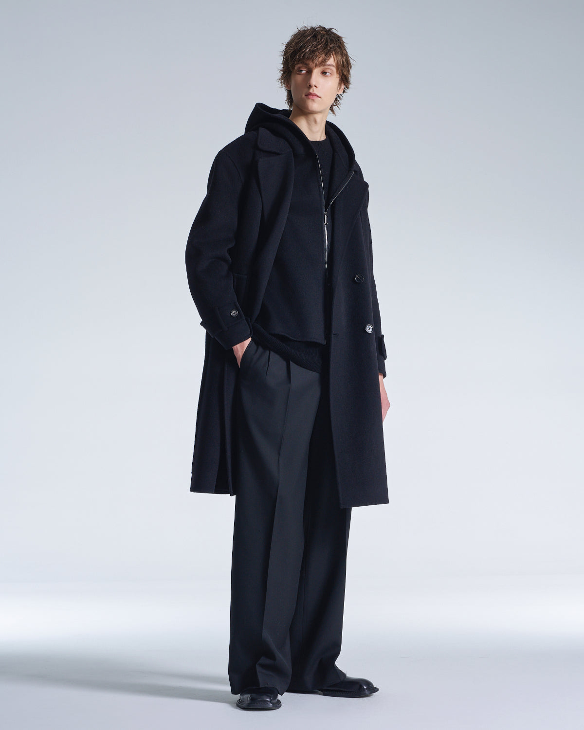 HARRISON WONG / Basic Wool Sweater With Horizontal Weave - Black