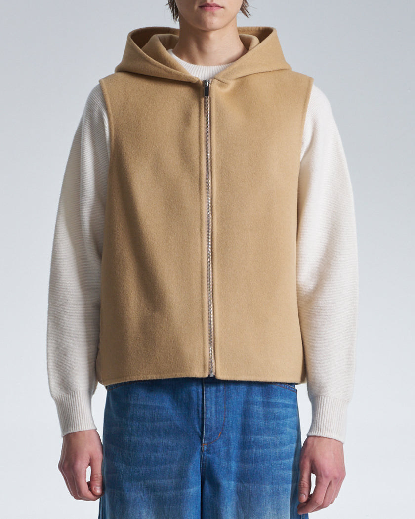 HARRISON WONG / Double Faced Wool 2in1 Trench Coat With Hood - Camel