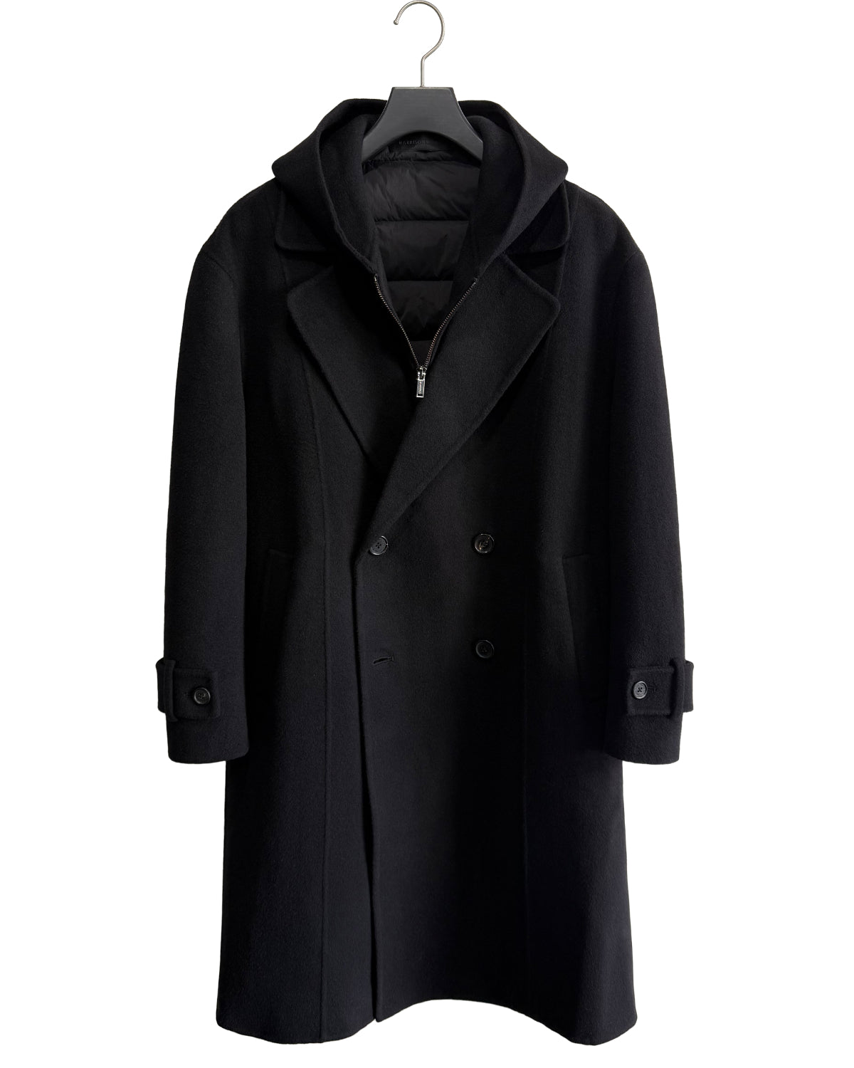 HARRISON WONG / Double Faced Wool 2in1 Trench Coat With Hood - Black