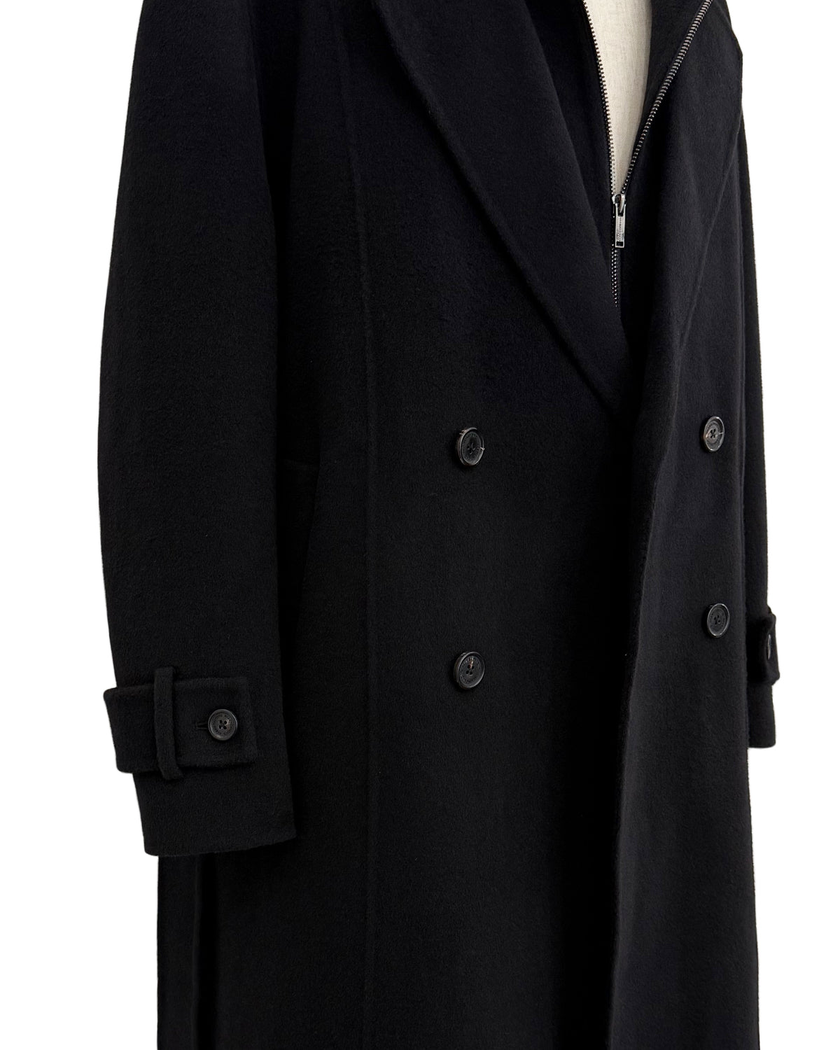 HARRISON WONG / Double Faced Wool 2in1 Trench Coat With Hood - Black
