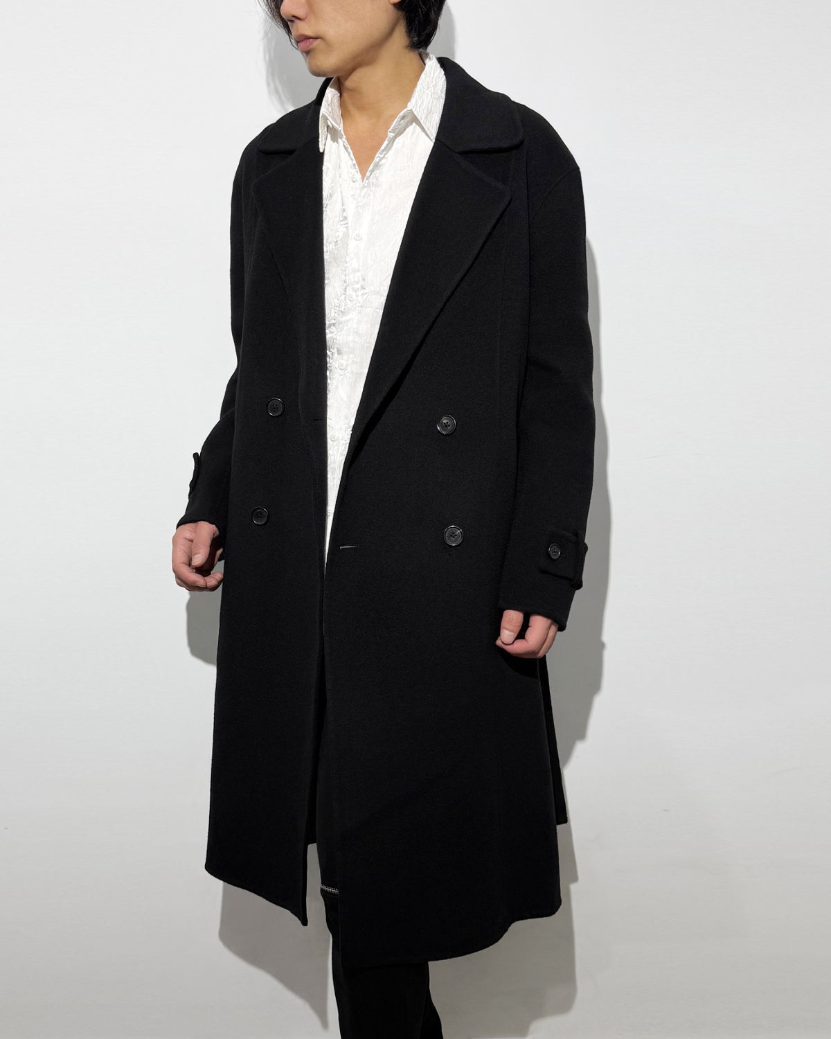 HARRISON WONG / Double Faced Wool 2in1 Trench Coat With Hood - Black