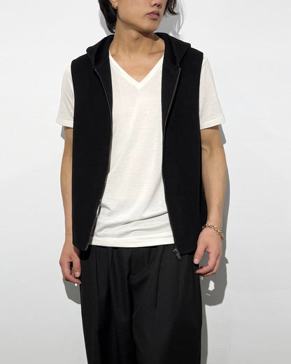 HARRISON WONG / Double Faced Wool 2in1 Trench Coat With Hood - Black