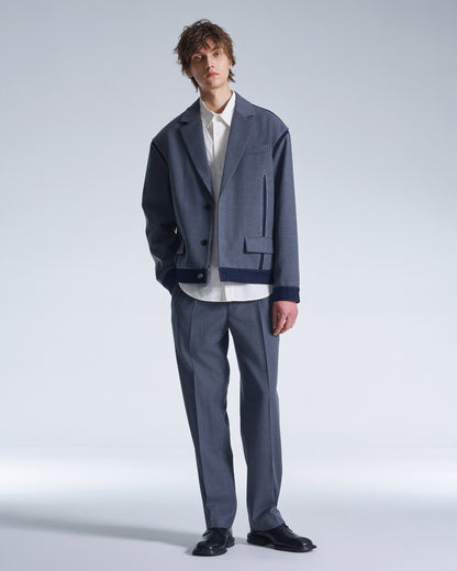 HARRISON WONG / Easy Fit Straight Leg Wool Pants - Grey