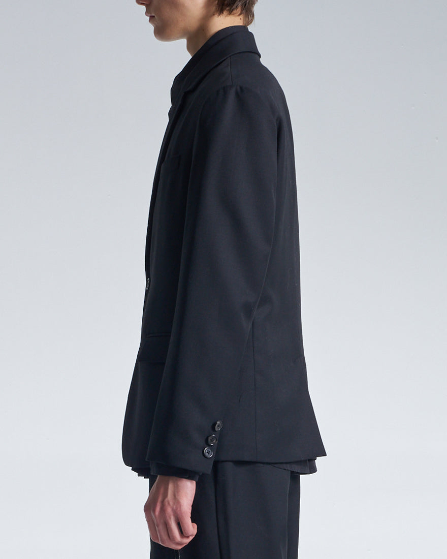 HARRISON WONG / Deconstructed Wool Blazer With Denim - Black