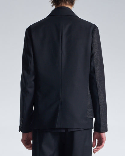 HARRISON WONG / Deconstructed Wool Blazer With Denim - Black