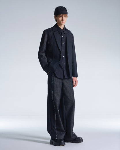 HARRISON WONG / Wool Pants With Denim Contrast - Black