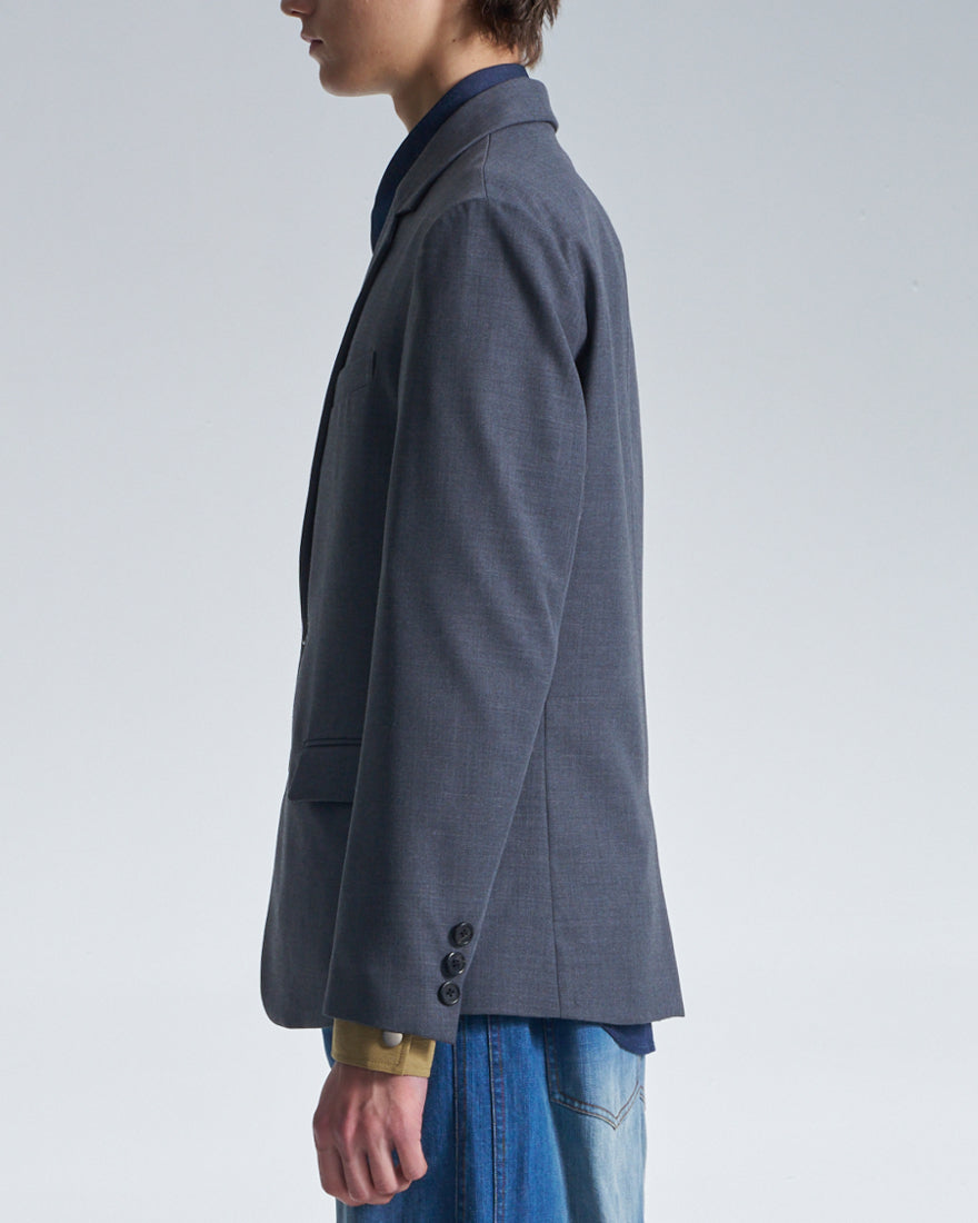 HARRISON WONG / Deconstructed Wool Blazer With Denim - Grey