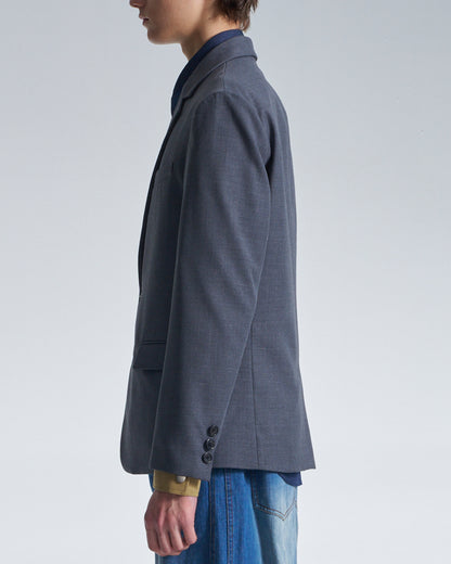 HARRISON WONG / Deconstructed Wool Blazer With Denim - Grey