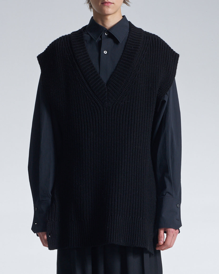 HARRISON WONG / Wide Shoulder Sleeveless Sweater - Black
