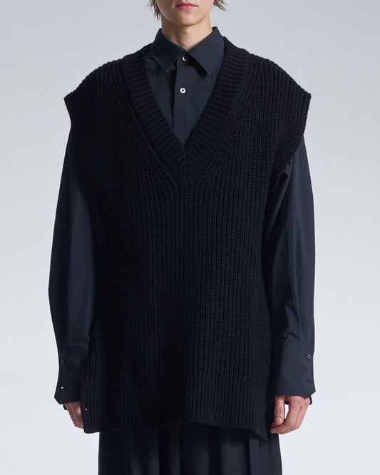 HARRISON WONG / Wide Shoulder Sleeveless Sweater - Black