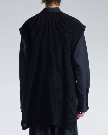 HARRISON WONG / Wide Shoulder Sleeveless Sweater - Black