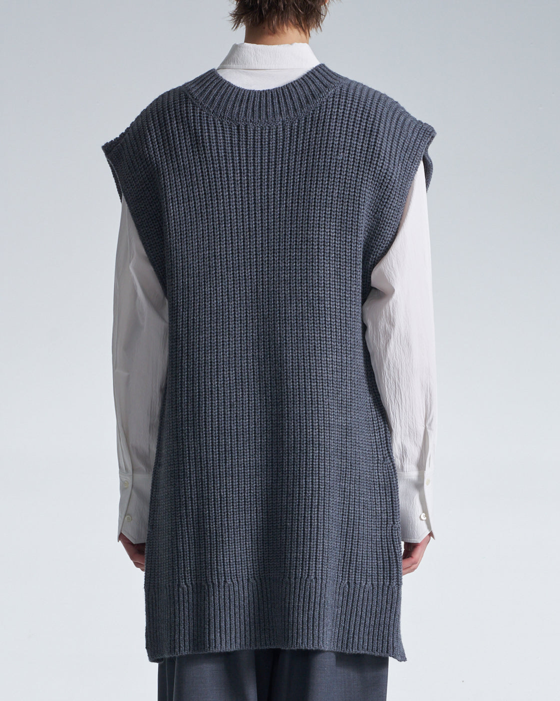 HARRISON WONG / Wide Shoulder Sleeveless Sweater - Grey