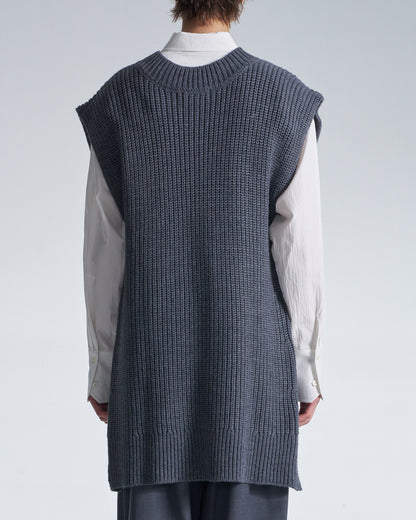 HARRISON WONG / Wide Shoulder Sleeveless Sweater - Grey