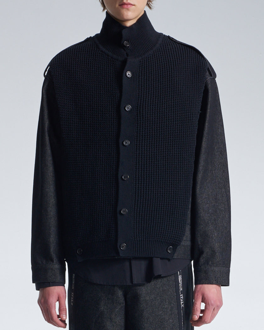 HARRISON WONG / 2in1 Denim Jacket With Sweater - Black