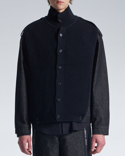HARRISON WONG / 2in1 Denim Jacket With Sweater - Black