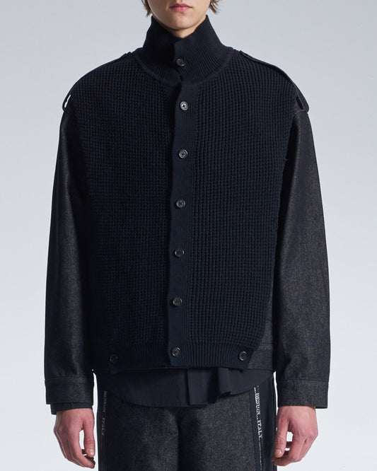 HARRISON WONG / 2in1 Denim Jacket With Sweater - Black