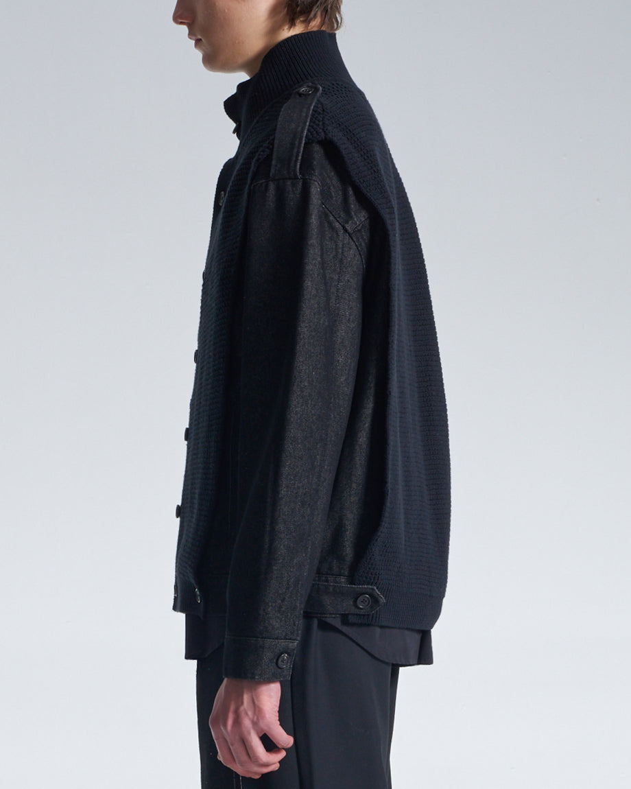 HARRISON WONG / 2in1 Denim Jacket With Sweater - Black