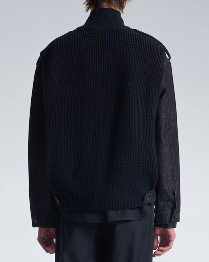 HARRISON WONG / 2in1 Denim Jacket With Sweater - Black