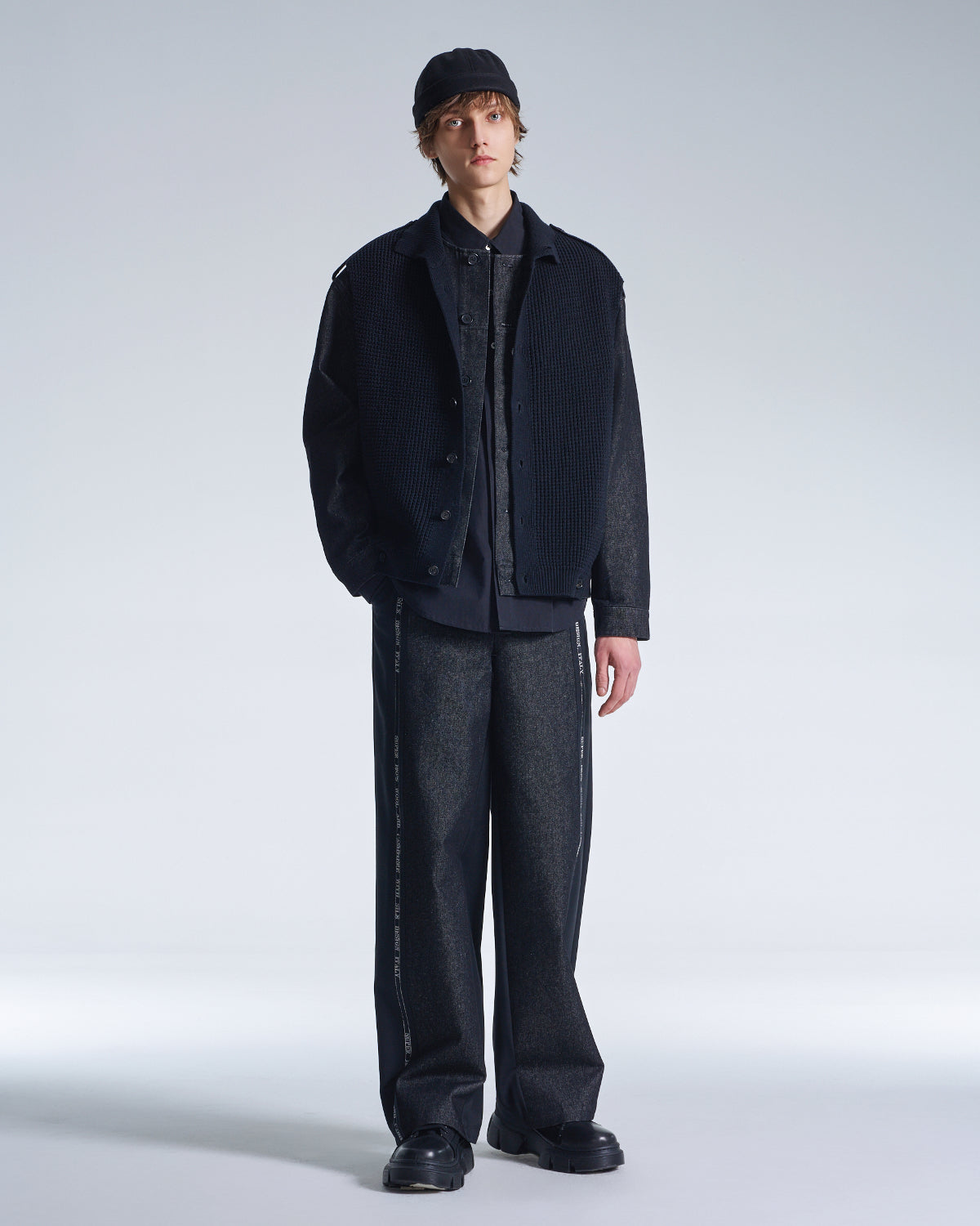 HARRISON WONG / Wool Pants With Denim Contrast - Black