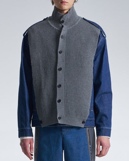 HARRISON WONG / 2in1 Denim Jacket With Sweater - Grey