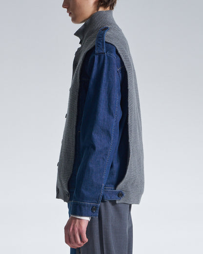 HARRISON WONG / 2in1 Denim Jacket With Sweater - Grey