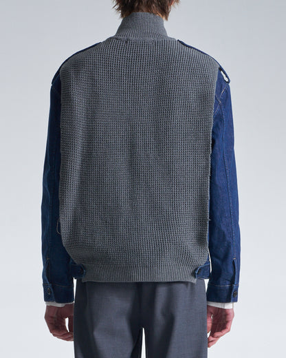 HARRISON WONG / 2in1 Denim Jacket With Sweater - Grey
