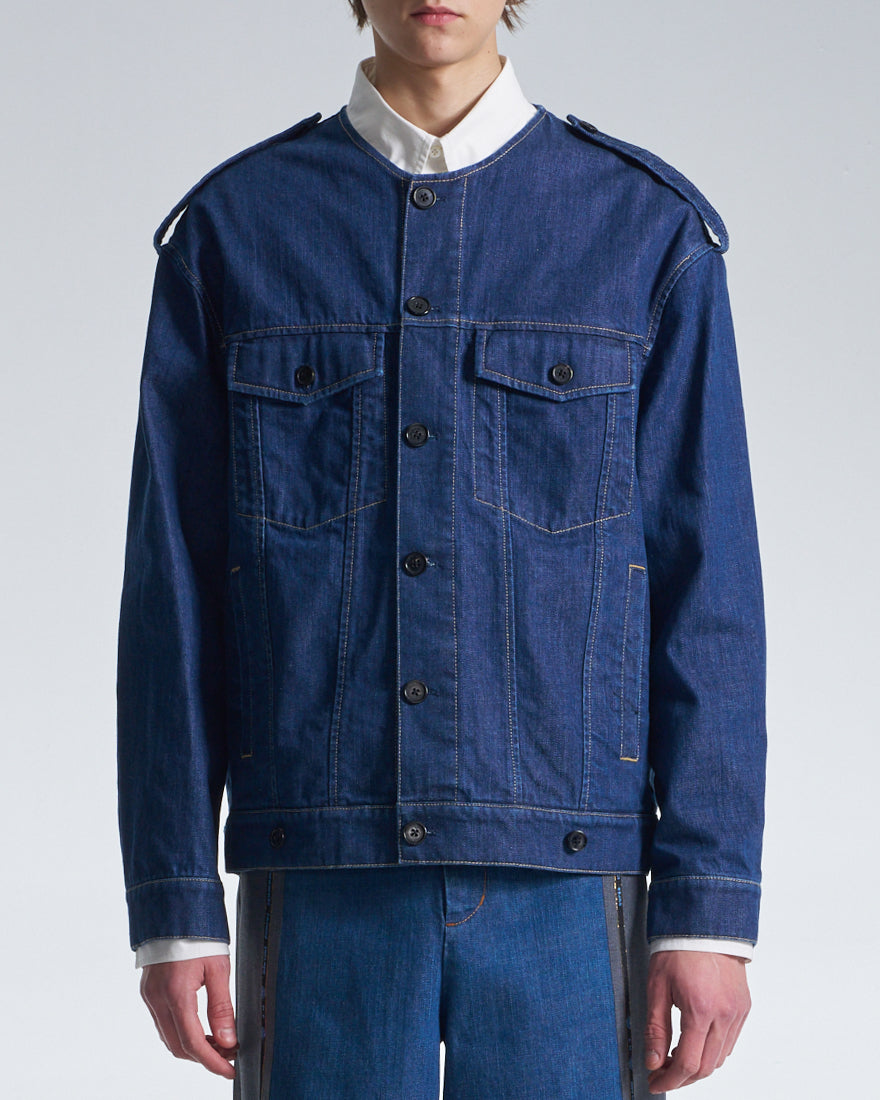 HARRISON WONG / 2in1 Denim Jacket With Sweater - Grey