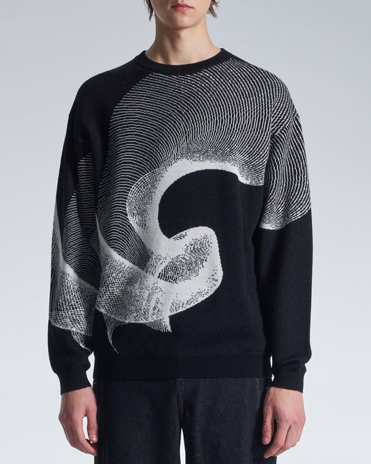 HARRISON WONG / Wool Sweater With Twisted Wavy Lines Pattern