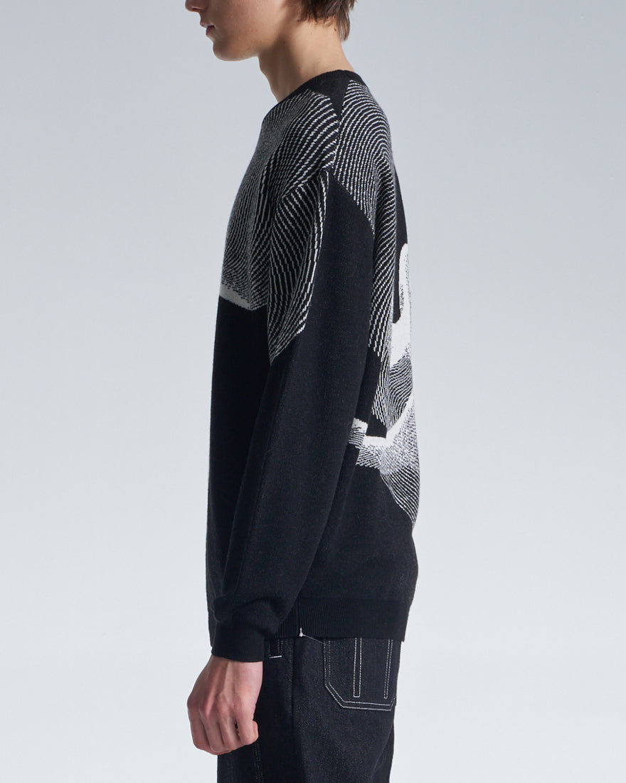 HARRISON WONG / Wool Sweater With Twisted Wavy Lines Pattern