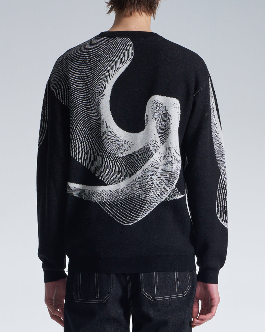 HARRISON WONG / Wool Sweater With Twisted Wavy Lines Pattern