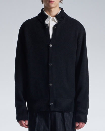 HARRISON WONG / Cashmere Wool Cardigan With Stand Collar - Black