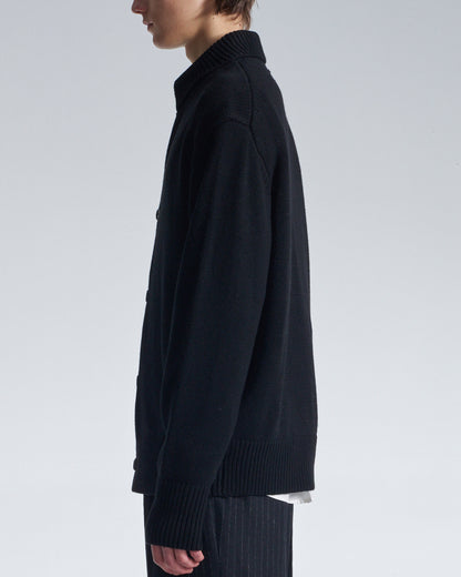 HARRISON WONG / Cashmere Wool Cardigan With Stand Collar - Black