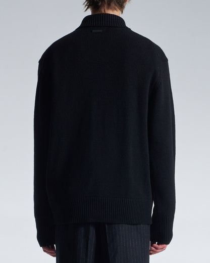 HARRISON WONG / Cashmere Wool Cardigan With Stand Collar - Black