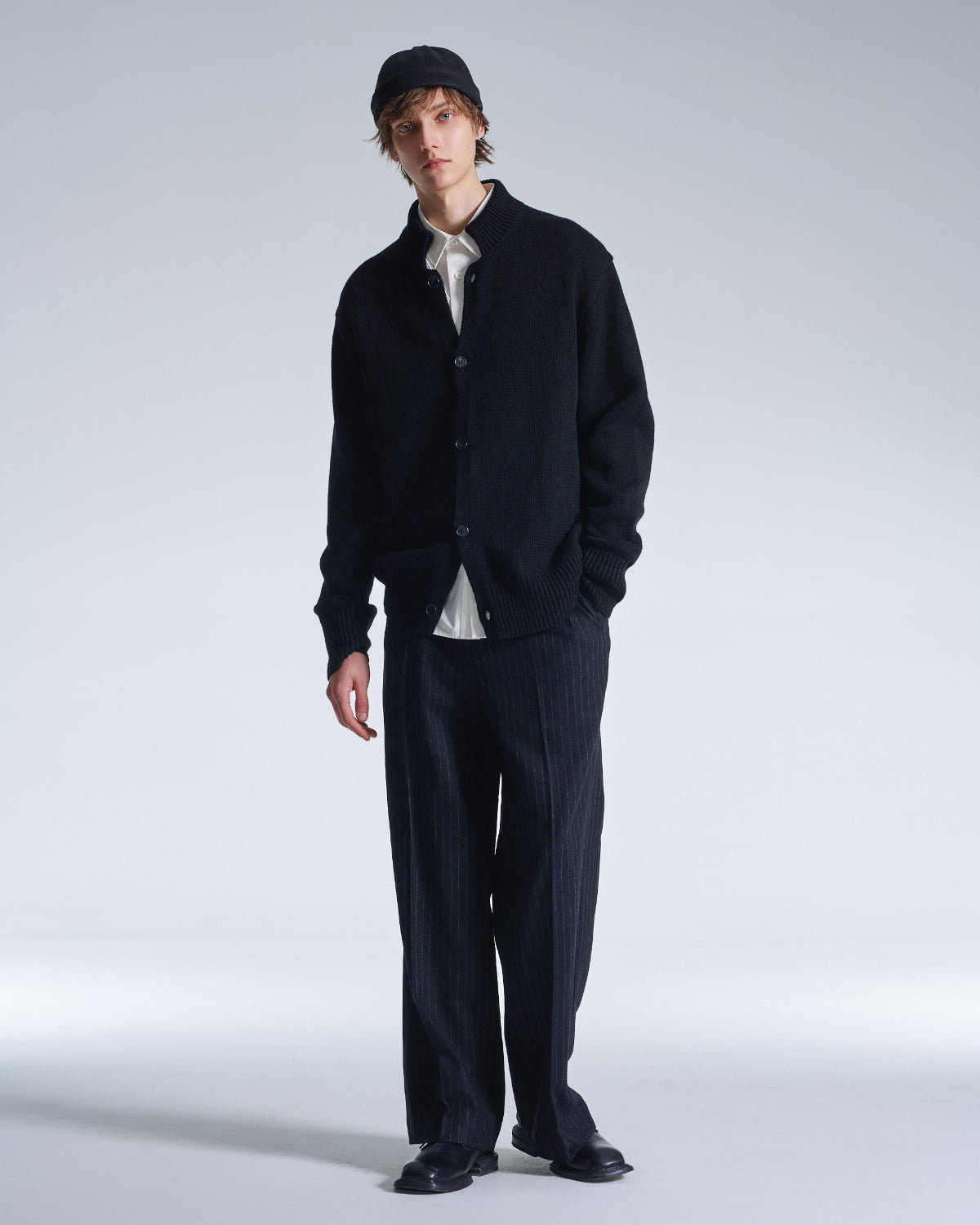 HARRISON WONG / Cashmere Wool Cardigan With Stand Collar - Black