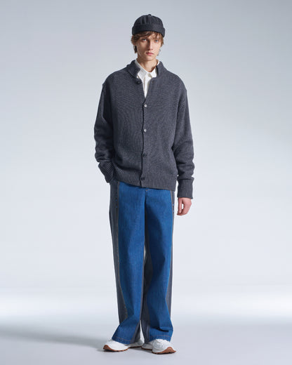 HARRISON WONG / Wool Pants With Denim Contrast - Grey
