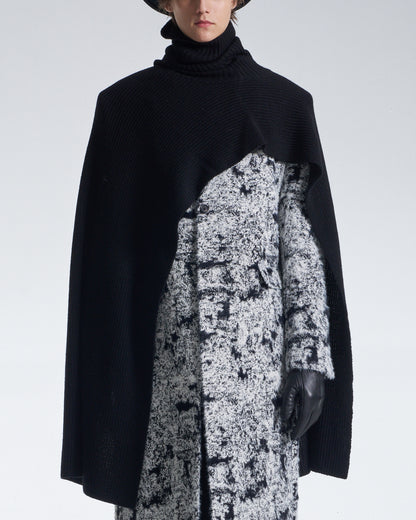 HARRISON WONG / Turtleneck Wool Cape - Black