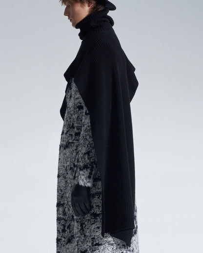 HARRISON WONG / Turtleneck Wool Cape - Black