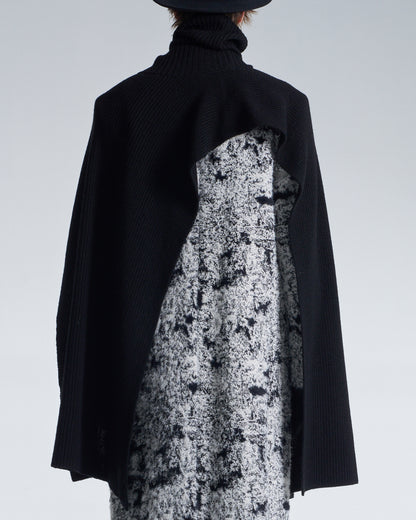 HARRISON WONG / Turtleneck Wool Cape - Black